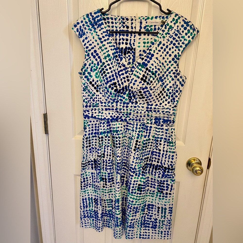Blue and Green Polka Dot Dress
